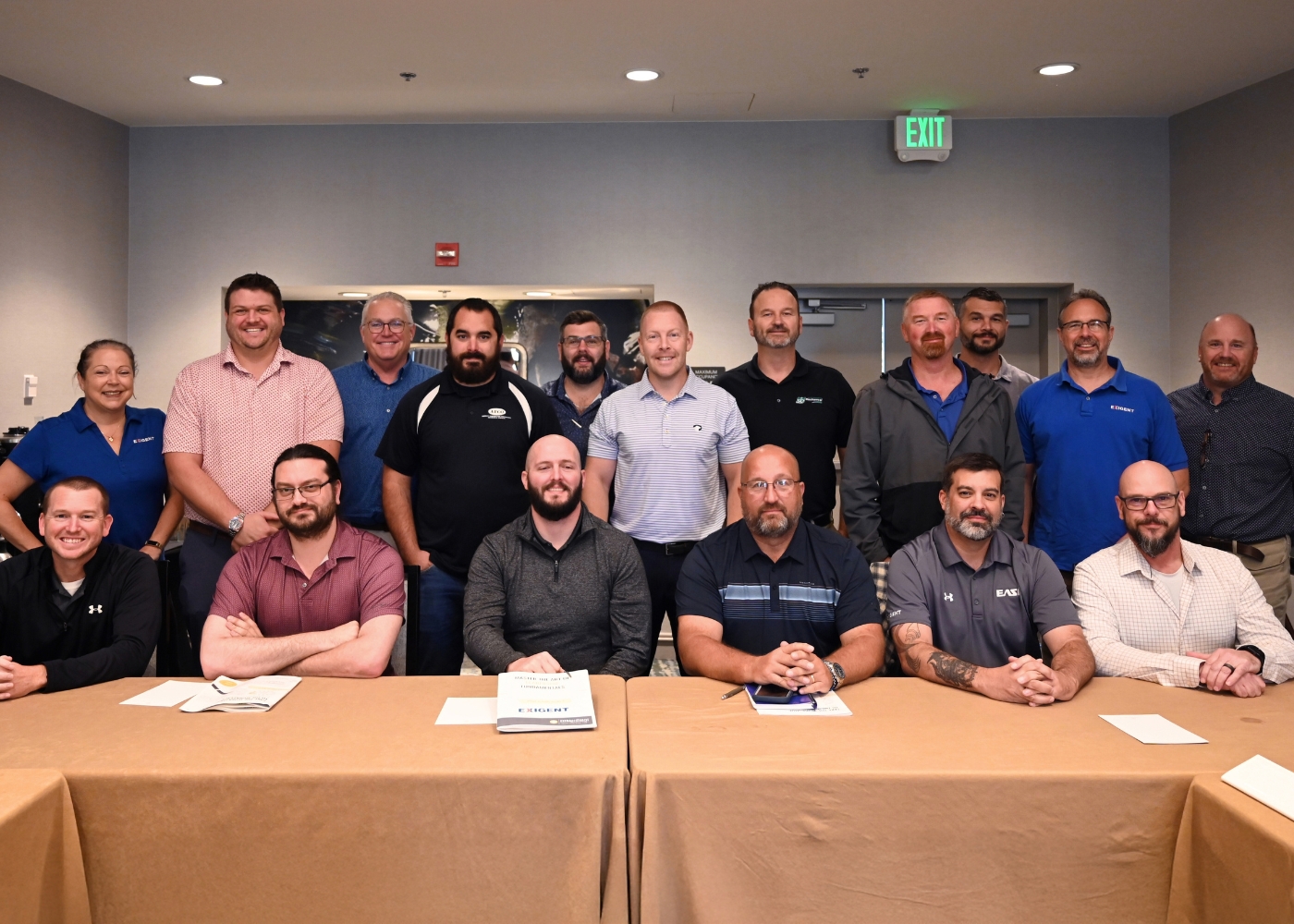 Members of Exigent’s second Leadership Development Cohort posing together at the program’s closing session, representing leaders from across Exigent’s operating companies.